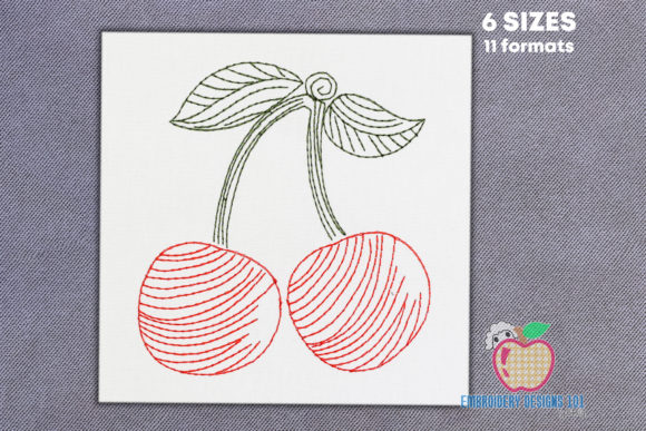 Two Cherries with Leaves Line Design Review